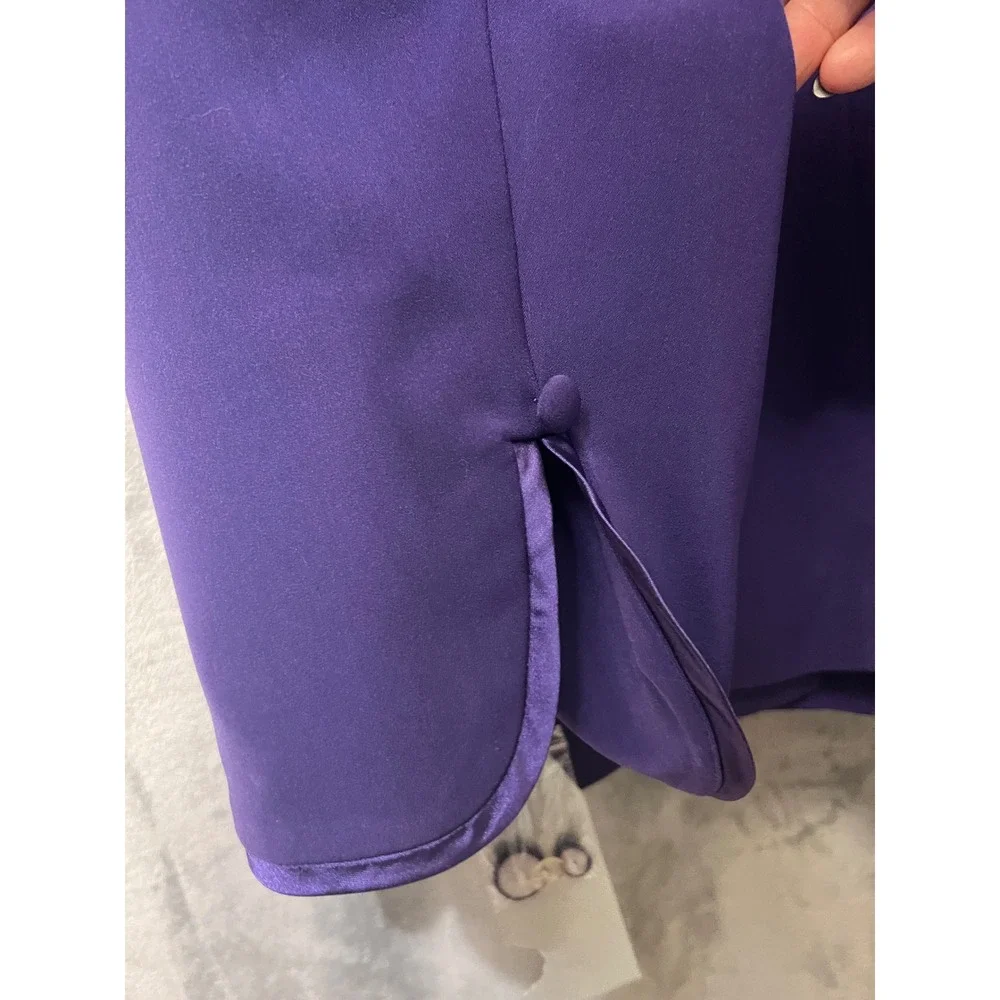 G.M.I. Woman Purple 2 Piece Skirt Suit 38W NWT Dickie Satin Trim Church Formal